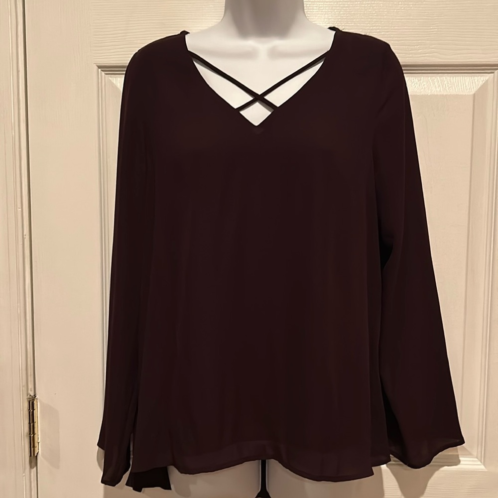 Apt 9 Purple Long Sleeve Blouse Sz S